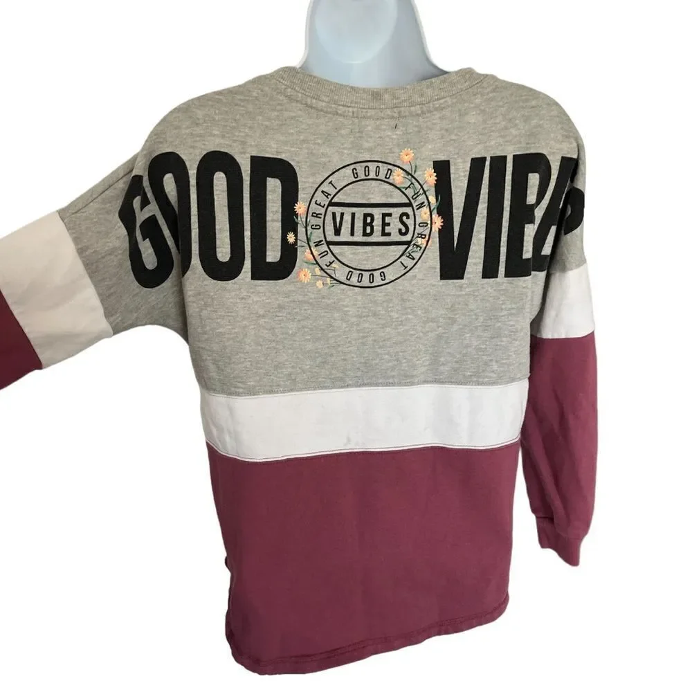🔥4/$25 Miss Chievous Color Block Crew Neck Sweatshirt, Size Small